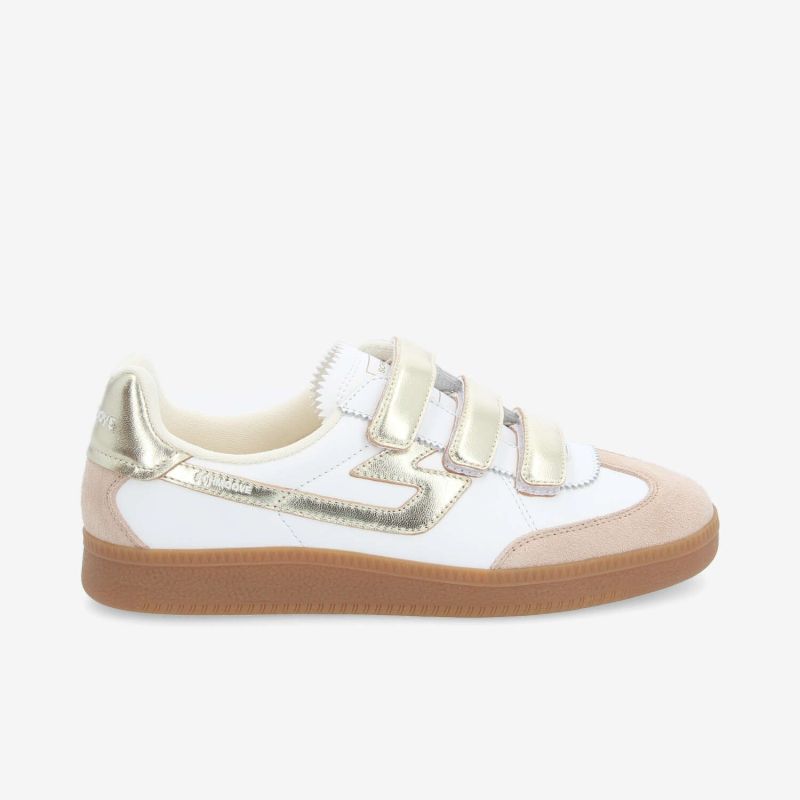 SHEFFIELD STRAPS W - NAPPA/SDE/METAL - BLANC/BEIGE/OR